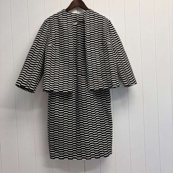 Liz Claiborne New York Zig Zag Corpcore Retro Dress & Jacket Set Size 6 Career - Picture 1 of 11